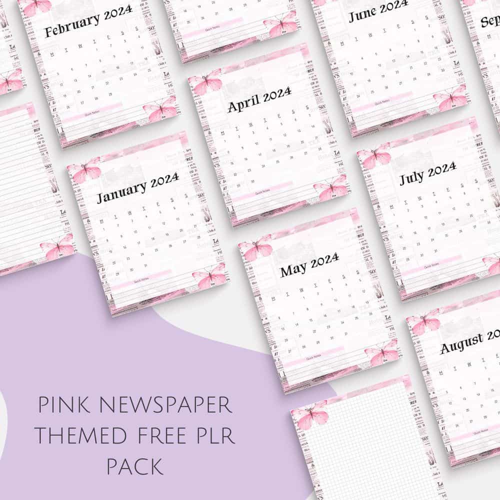 Pink Newspaper Free Calendar by Happy Journals